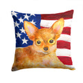 Toy Terrier Patriotic Decorative Throw Pillow 14x14 Indoor Outdoor Accent Cushion, Fabric Cover with Insert for Sofa, Bed, Porch & Living Room