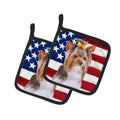 Yorkshire Terrier #2 Patriotic Pot Holder Set of 2 Heat Resistant Quilted Hot Pads 7.5 x 7.5 Inch, Insulated Kitchen Trivets for Cooking & Baking
