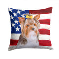Yorkshire Terrier #2 Patriotic Decorative Throw Pillow 14x14 Indoor Outdoor Accent Cushion, Fabric Cover with Insert for Sofa, Bed, Porch & Living Room