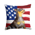 Miniature Pinscher #2 Patriotic Decorative Throw Pillow 14x14 Indoor Outdoor Accent Cushion, Fabric Cover with Insert for Sofa, Bed, Porch & Living Room