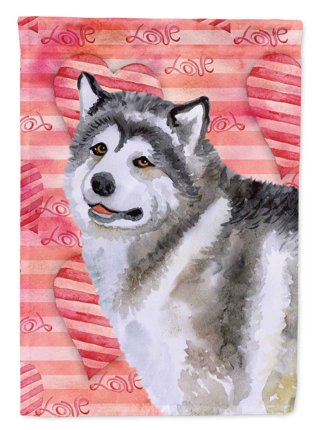 Alaskan Malamute Love House Flag 28x40 Porch Sleeve Pole Decorative Outside Yard Banner Artwork Wall Hanging, Polyester