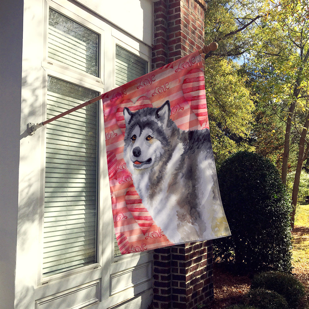 Alaskan Malamute Love House Flag 28x40 Porch Sleeve Pole Decorative Outside Yard Banner Artwork Wall Hanging, Polyester