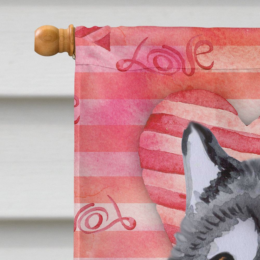 Alaskan Malamute Love House Flag 28x40 Porch Sleeve Pole Decorative Outside Yard Banner Artwork Wall Hanging, Polyester