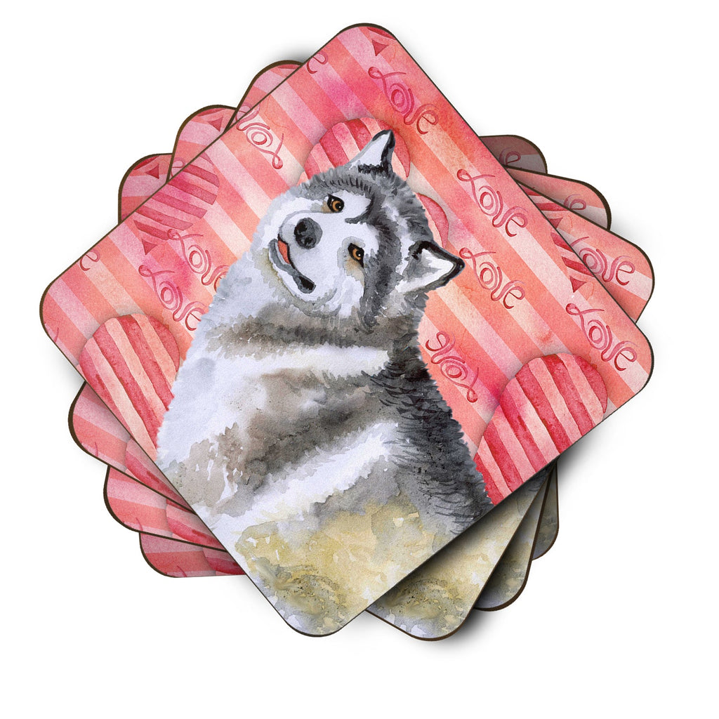 Alaskan Malamute Love Foam Coasters Set of 4 Cup Coasters for Indoor Outdoor, Tabletop Protection, Anti Slip, Mouse pad Material
