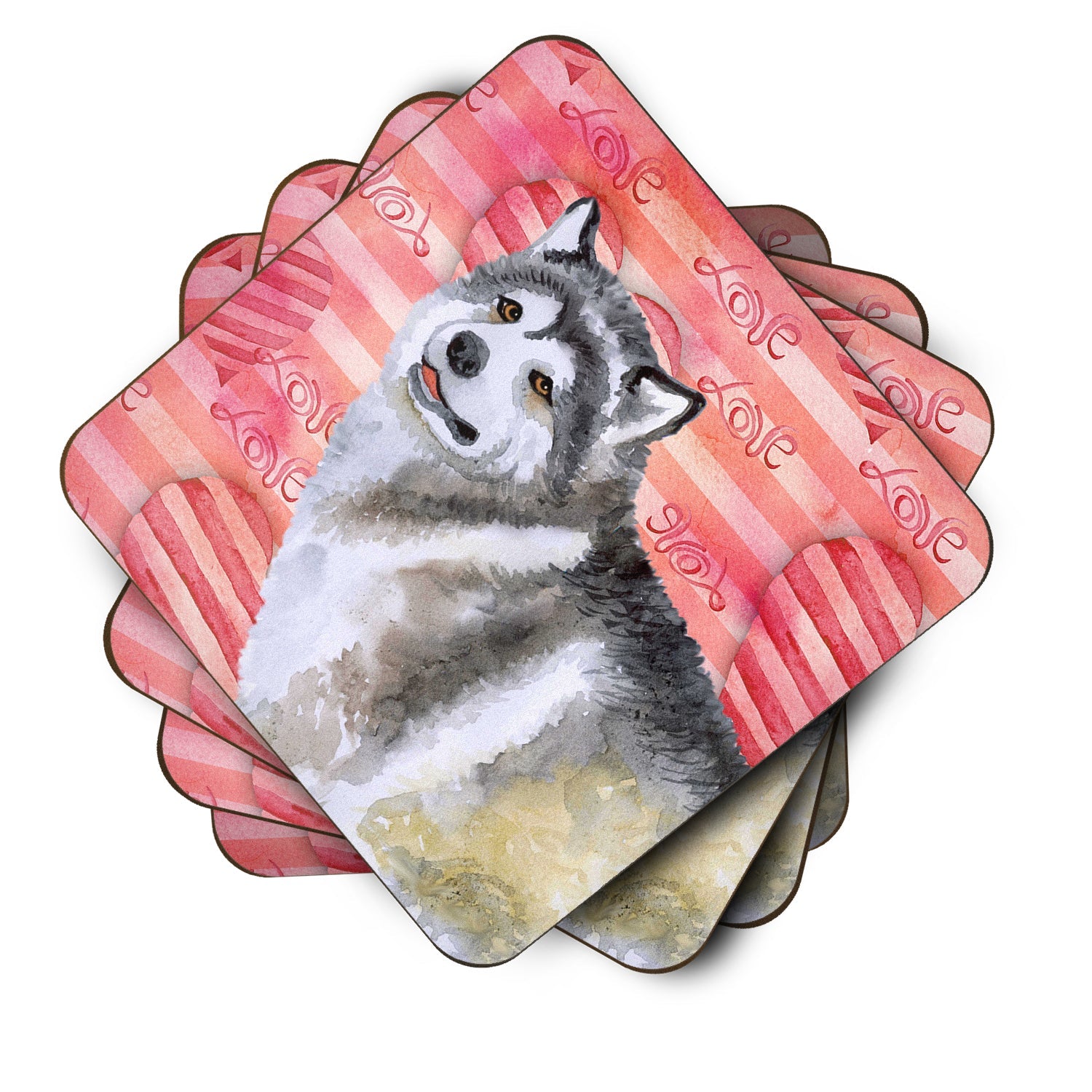 Alaskan Malamute Love Foam Coasters Set of 4 Cup Coasters for Indoor Outdoor, Tabletop Protection, Anti Slip, Mouse pad Material