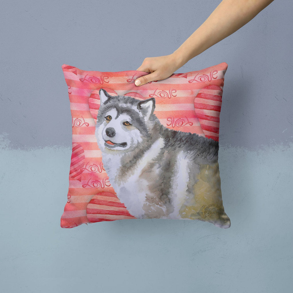 Alaskan Malamute Love Decorative Throw Pillow 14x14 Indoor Outdoor Accent Cushion, Fabric Cover with Insert for Sofa, Bed, Porch & Living Room