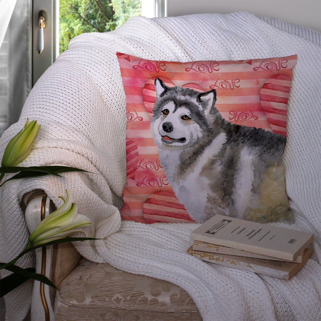 Alaskan Malamute Love Decorative Throw Pillow 14x14 Indoor Outdoor Accent Cushion, Fabric Cover with Insert for Sofa, Bed, Porch & Living Room