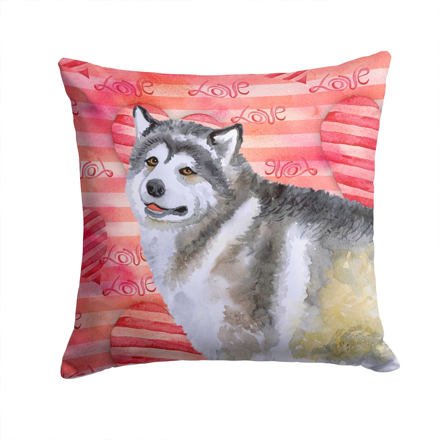 Alaskan Malamute Love Decorative Throw Pillow 14x14 Indoor Outdoor Accent Cushion, Fabric Cover with Insert for Sofa, Bed, Porch & Living Room