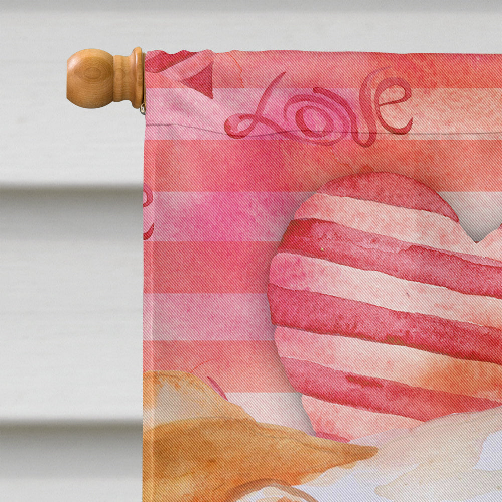 English Bulldog Love House Flag 28x40 Porch Sleeve Pole Decorative Outside Yard Banner Artwork Wall Hanging, Polyester