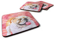 English Bulldog Love Foam Coasters Set of 4 Cup Coasters for Indoor Outdoor, Tabletop Protection, Anti Slip, Mouse pad Material