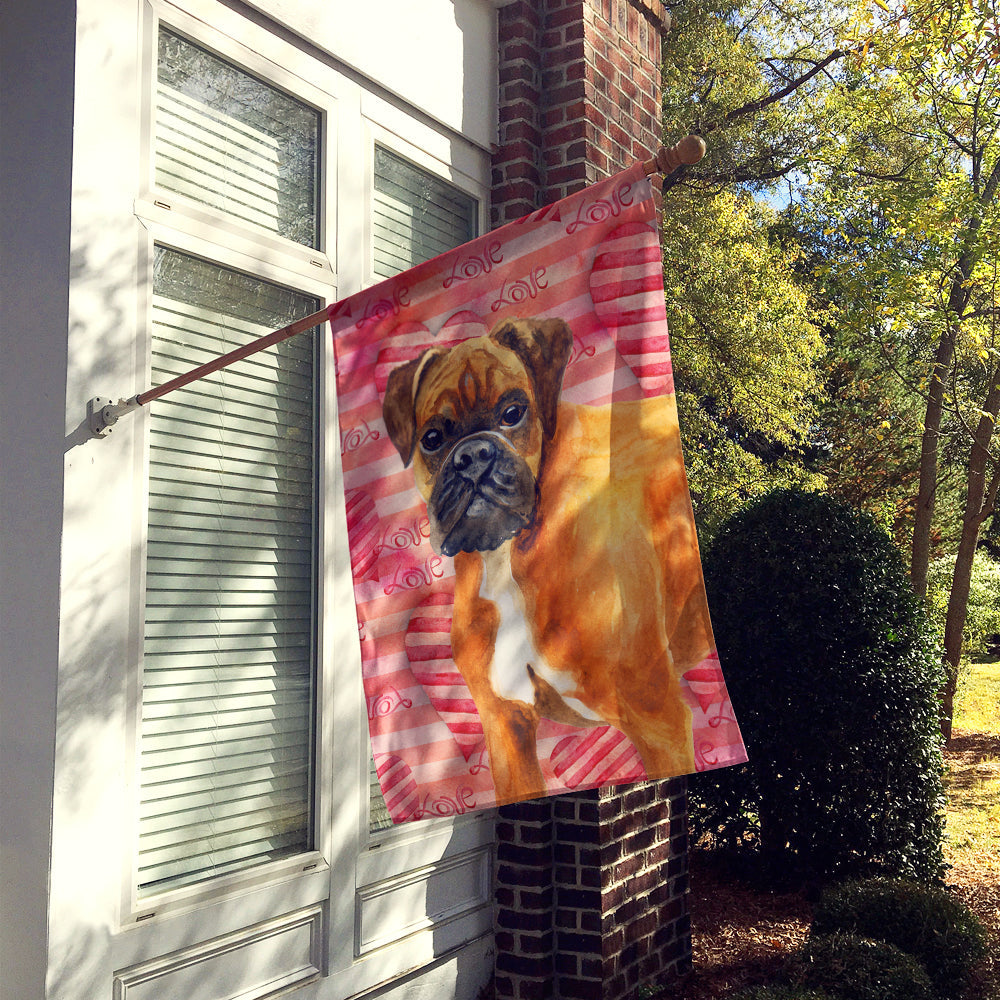 German Boxer Love House Flag 28x40 Porch Sleeve Pole Decorative Outside Yard Banner Artwork Wall Hanging, Polyester