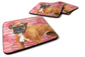 German Boxer Love Foam Coasters Set of 4 Cup Coasters for Indoor Outdoor, Tabletop Protection, Anti Slip, Mouse pad Material