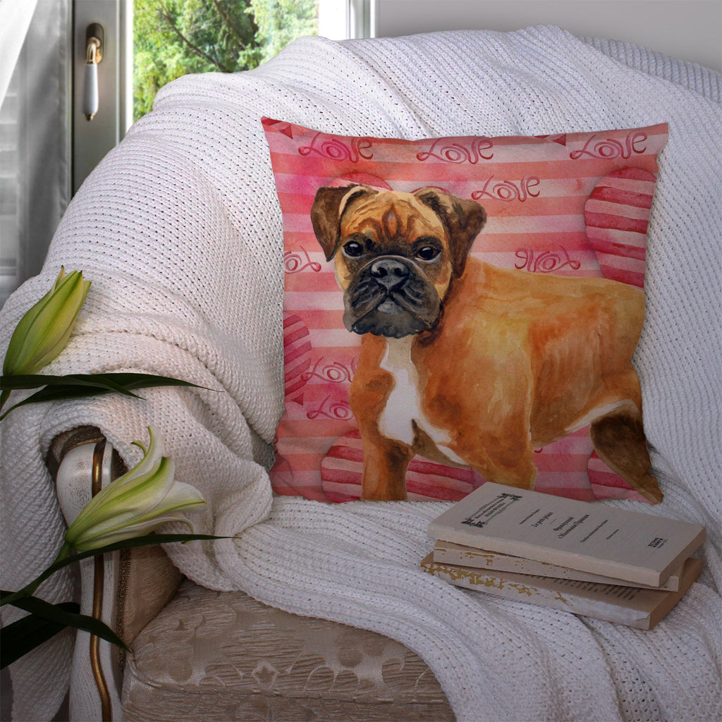 German Boxer Love Decorative Throw Pillow 14x14 Indoor Outdoor Accent Cushion, Fabric Cover with Insert for Sofa, Bed, Porch & Living Room