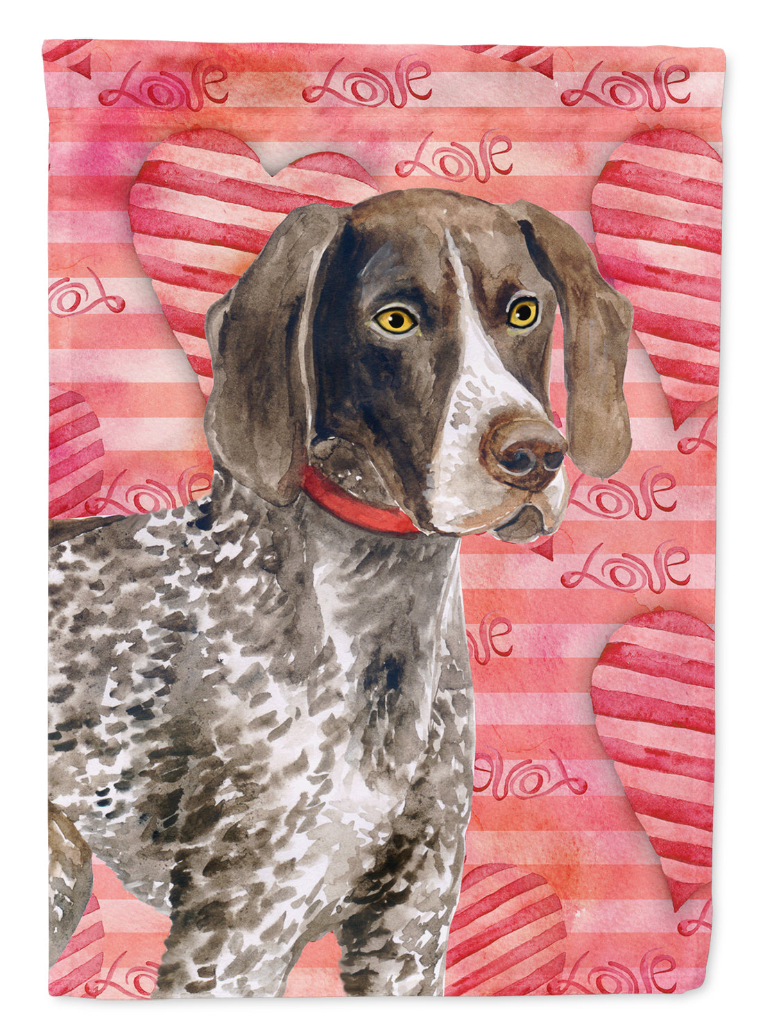 German Shorthaired Pointer Love House Flag 28x40 Porch Sleeve Pole Decorative Outside Yard Banner Artwork Wall Hanging, Polyester