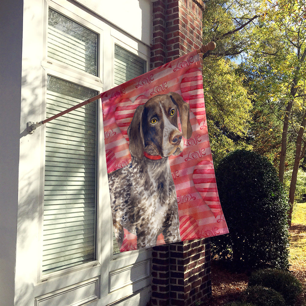 German Shorthaired Pointer Love House Flag 28x40 Porch Sleeve Pole Decorative Outside Yard Banner Artwork Wall Hanging, Polyester