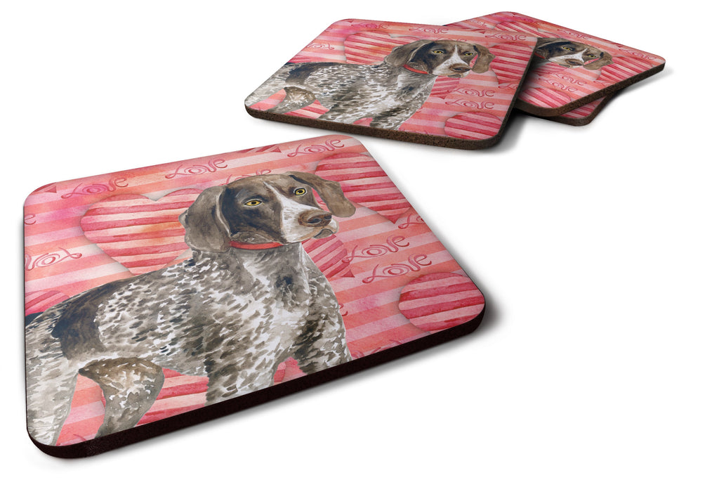 German Shorthaired Pointer Love Foam Coasters Set of 4 Cup Coasters for Indoor Outdoor, Tabletop Protection, Anti Slip, Mouse pad Material