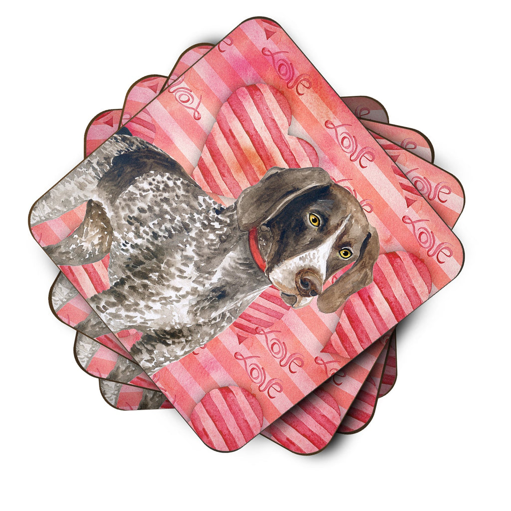 German Shorthaired Pointer Love Foam Coasters Set of 4 Cup Coasters for Indoor Outdoor, Tabletop Protection, Anti Slip, Mouse pad Material