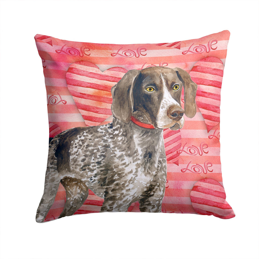 German Shorthaired Pointer Love Decorative Throw Pillow 14x14 Indoor Outdoor Accent Cushion, Fabric Cover with Insert for Sofa, Bed, Porch & Living Room