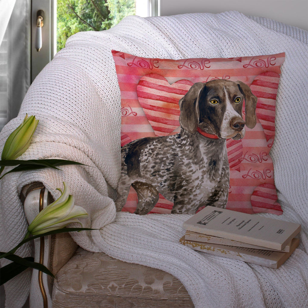 German Shorthaired Pointer Love Decorative Throw Pillow 14x14 Indoor Outdoor Accent Cushion, Fabric Cover with Insert for Sofa, Bed, Porch & Living Room