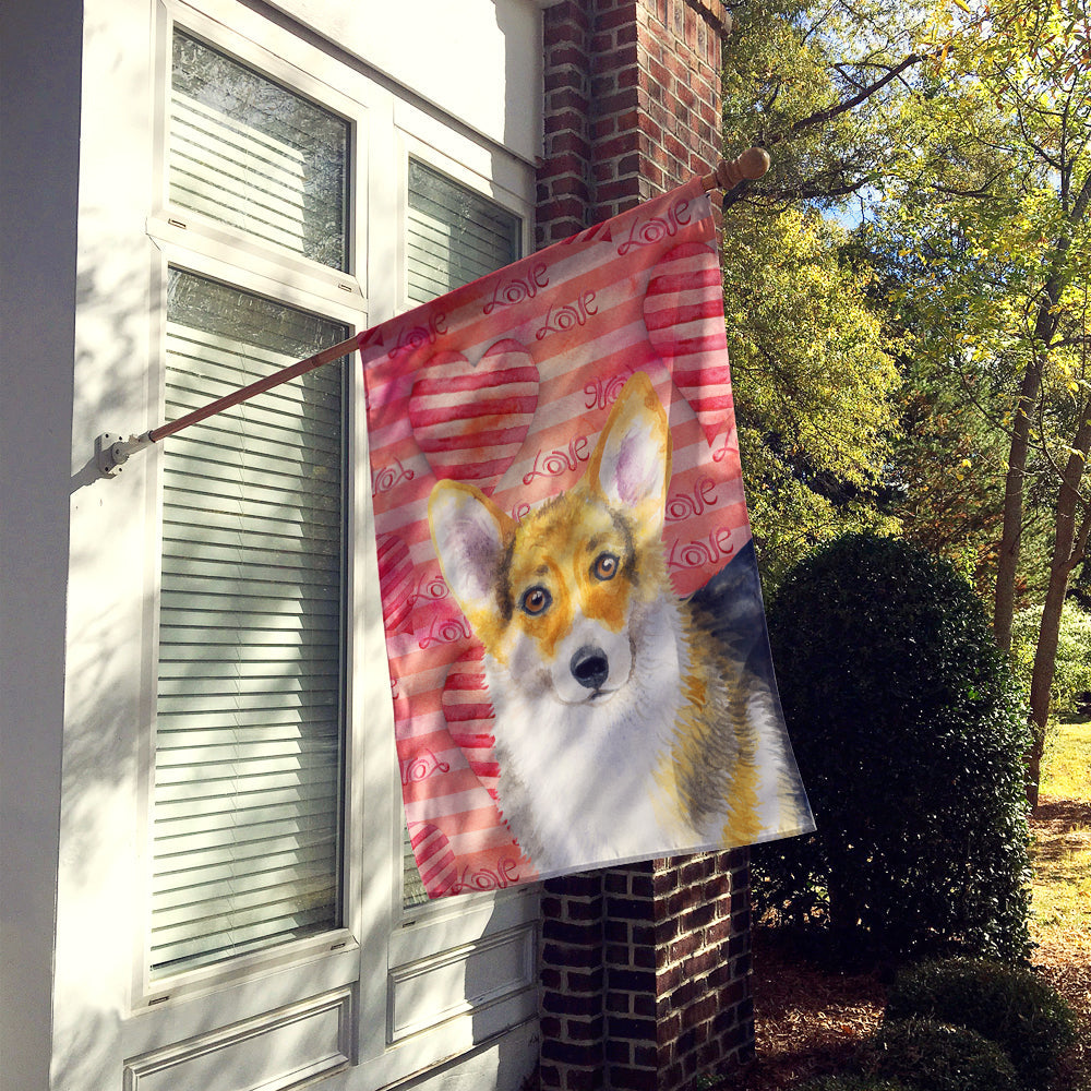 Pembroke Corgi Love House Flag 28x40 Porch Sleeve Pole Decorative Outside Yard Banner Artwork Wall Hanging, Polyester