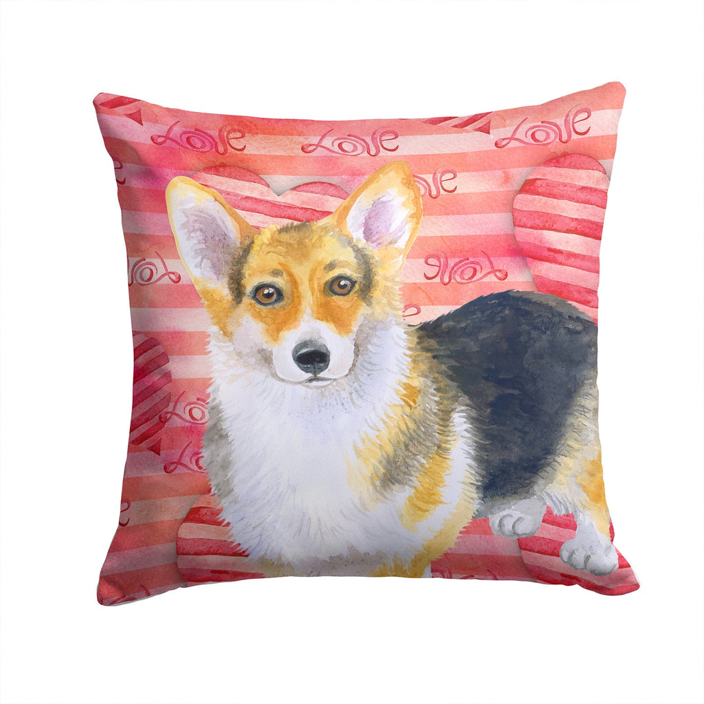 Pembroke Corgi Love Decorative Throw Pillow 14x14 Indoor Outdoor Accent Cushion, Fabric Cover with Insert for Sofa, Bed, Porch & Living Room