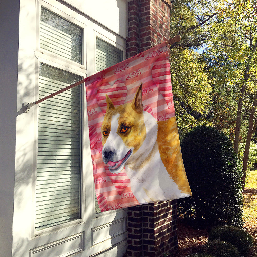 American Staffordshire Love House Flag 28x40 Porch Sleeve Pole Decorative Outside Yard Banner Artwork Wall Hanging, Polyester