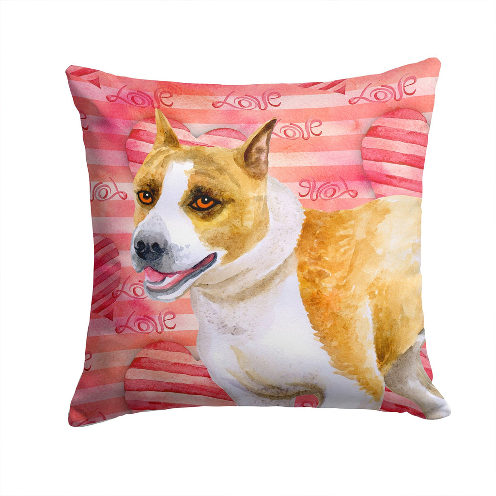 American Staffordshire Love Decorative Throw Pillow 14x14 Indoor Outdoor Accent Cushion, Fabric Cover with Insert for Sofa, Bed, Porch & Living Room