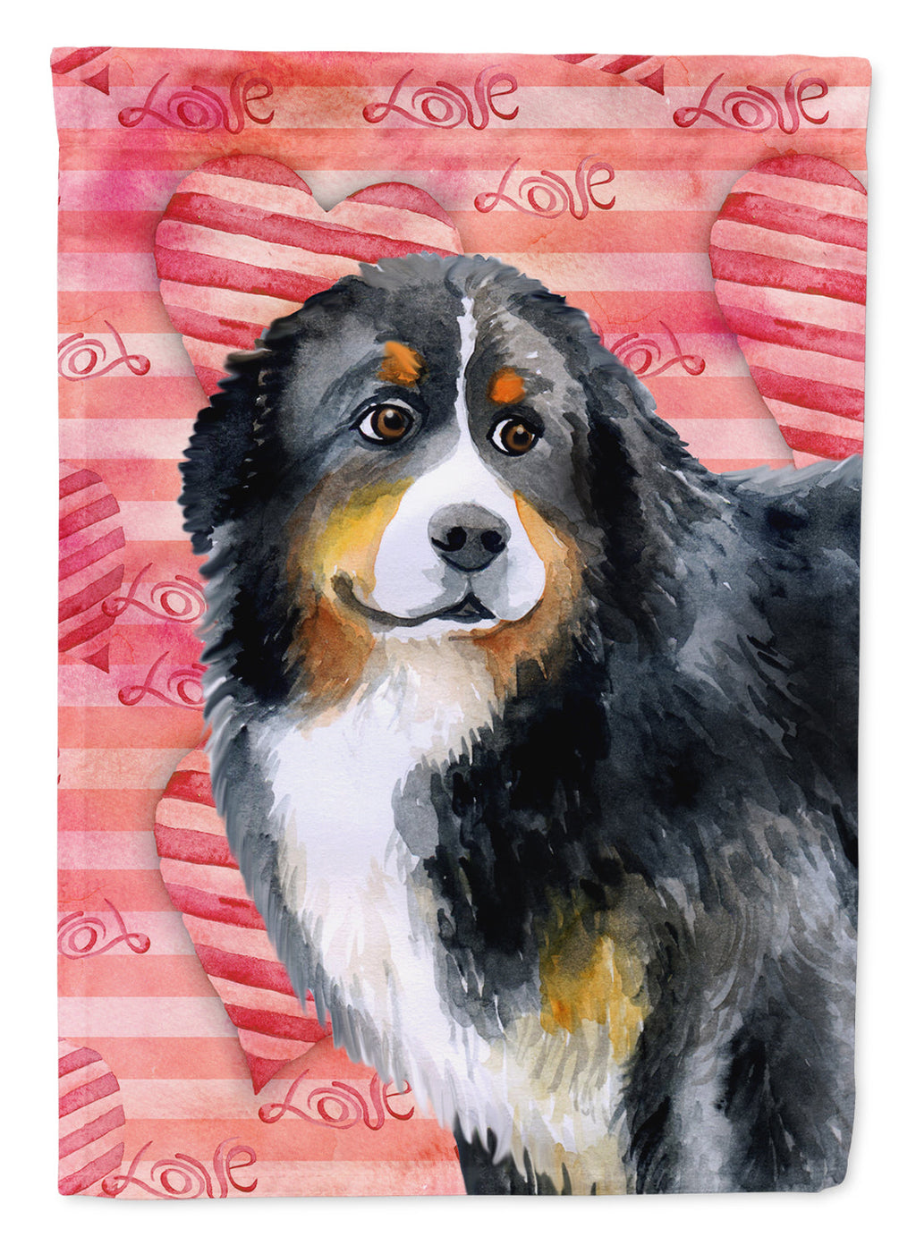 Bernese Mountain Dog Love House Flag 28x40 Porch Sleeve Pole Decorative Outside Yard Banner Artwork Wall Hanging, Polyester
