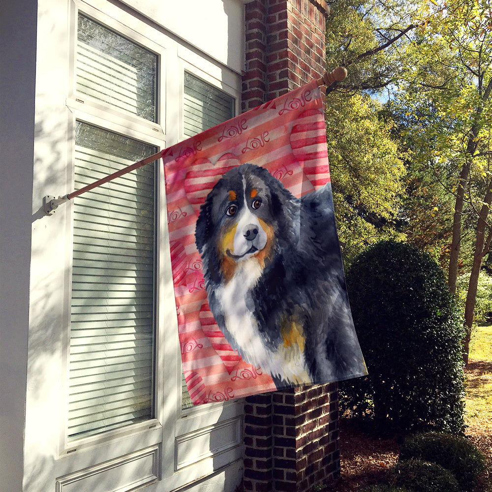 Bernese Mountain Dog Love House Flag 28x40 Porch Sleeve Pole Decorative Outside Yard Banner Artwork Wall Hanging, Polyester