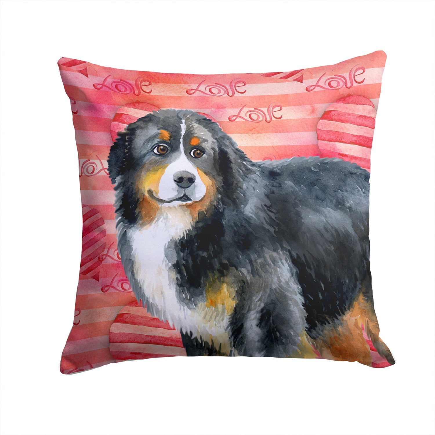 Bernese Mountain Dog Love Decorative Throw Pillow 14x14 Indoor Outdoor Accent Cushion, Fabric Cover with Insert for Sofa, Bed, Porch & Living Room