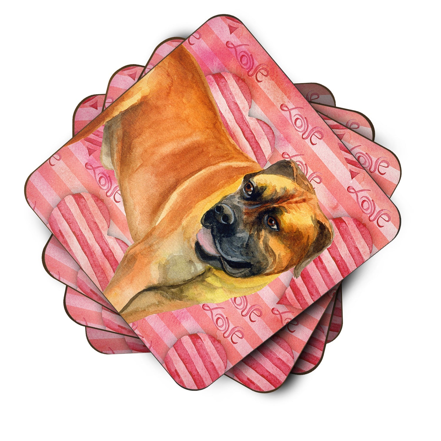 Boerboel Mastiff Love Foam Coasters Set of 4 Cup Coasters for Indoor Outdoor, Tabletop Protection, Anti Slip, Mouse pad Material
