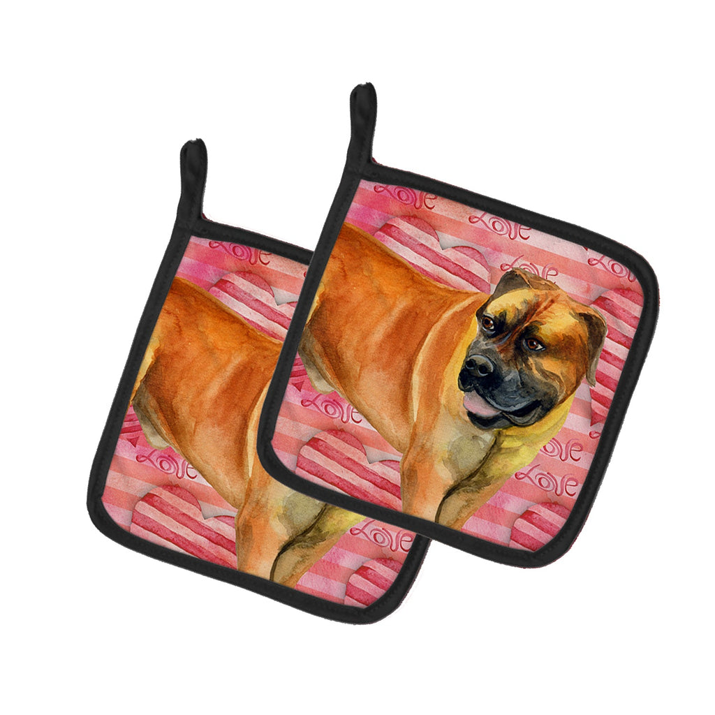 Boerboel Mastiff Love Pot Holder Set of 2 Heat Resistant Quilted Hot Pads 7.5 x 7.5 Inch, Insulated Kitchen Trivets for Cooking & Baking