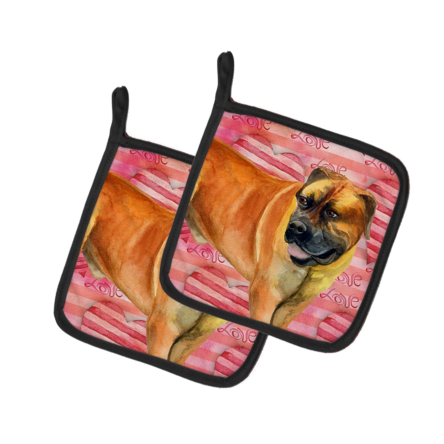 Boerboel Mastiff Love Pot Holder Set of 2 Heat Resistant Quilted Hot Pads 7.5 x 7.5 Inch, Insulated Kitchen Trivets for Cooking & Baking