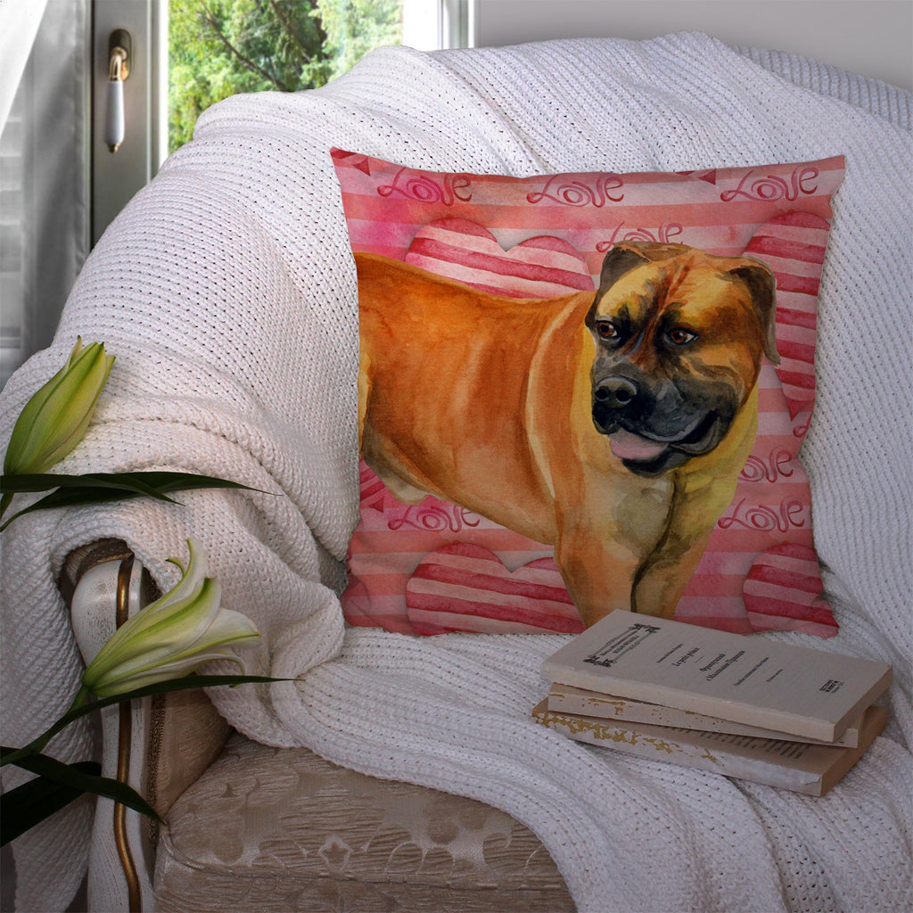 Boerboel Mastiff Love Decorative Throw Pillow 14x14 Indoor Outdoor Accent Cushion, Fabric Cover with Insert for Sofa, Bed, Porch & Living Room