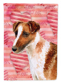 Smooth Fox Terrier Love House Flag 28x40 Porch Sleeve Pole Decorative Outside Yard Banner Artwork Wall Hanging, Polyester