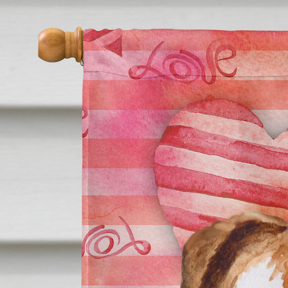 Smooth Fox Terrier Love House Flag 28x40 Porch Sleeve Pole Decorative Outside Yard Banner Artwork Wall Hanging, Polyester