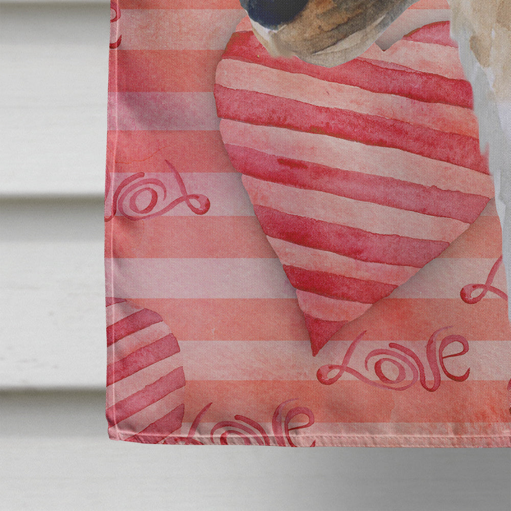 Smooth Fox Terrier Love House Flag 28x40 Porch Sleeve Pole Decorative Outside Yard Banner Artwork Wall Hanging, Polyester
