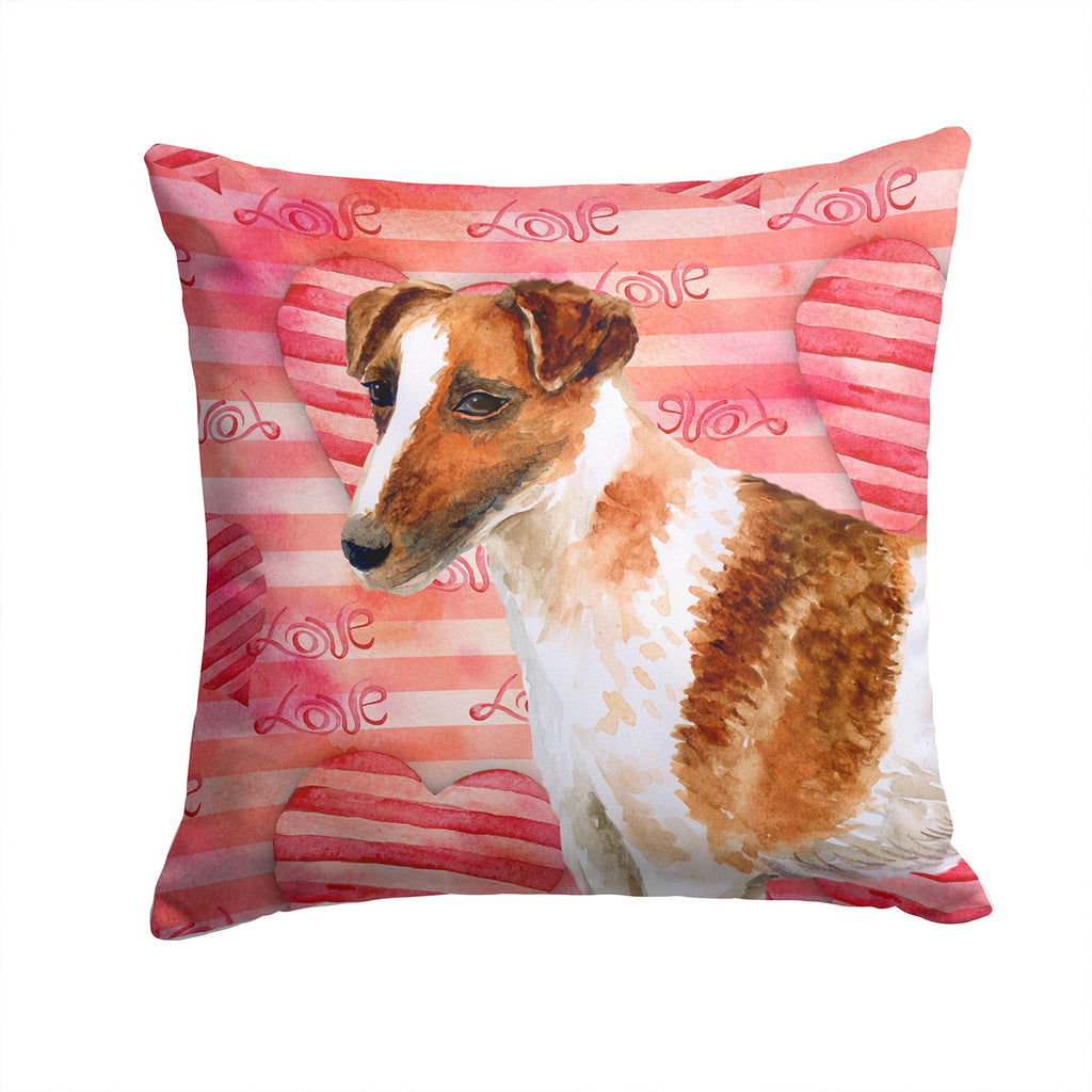 Smooth Fox Terrier Love Decorative Throw Pillow 14x14 Indoor Outdoor Accent Cushion, Fabric Cover with Insert for Sofa, Bed, Porch & Living Room