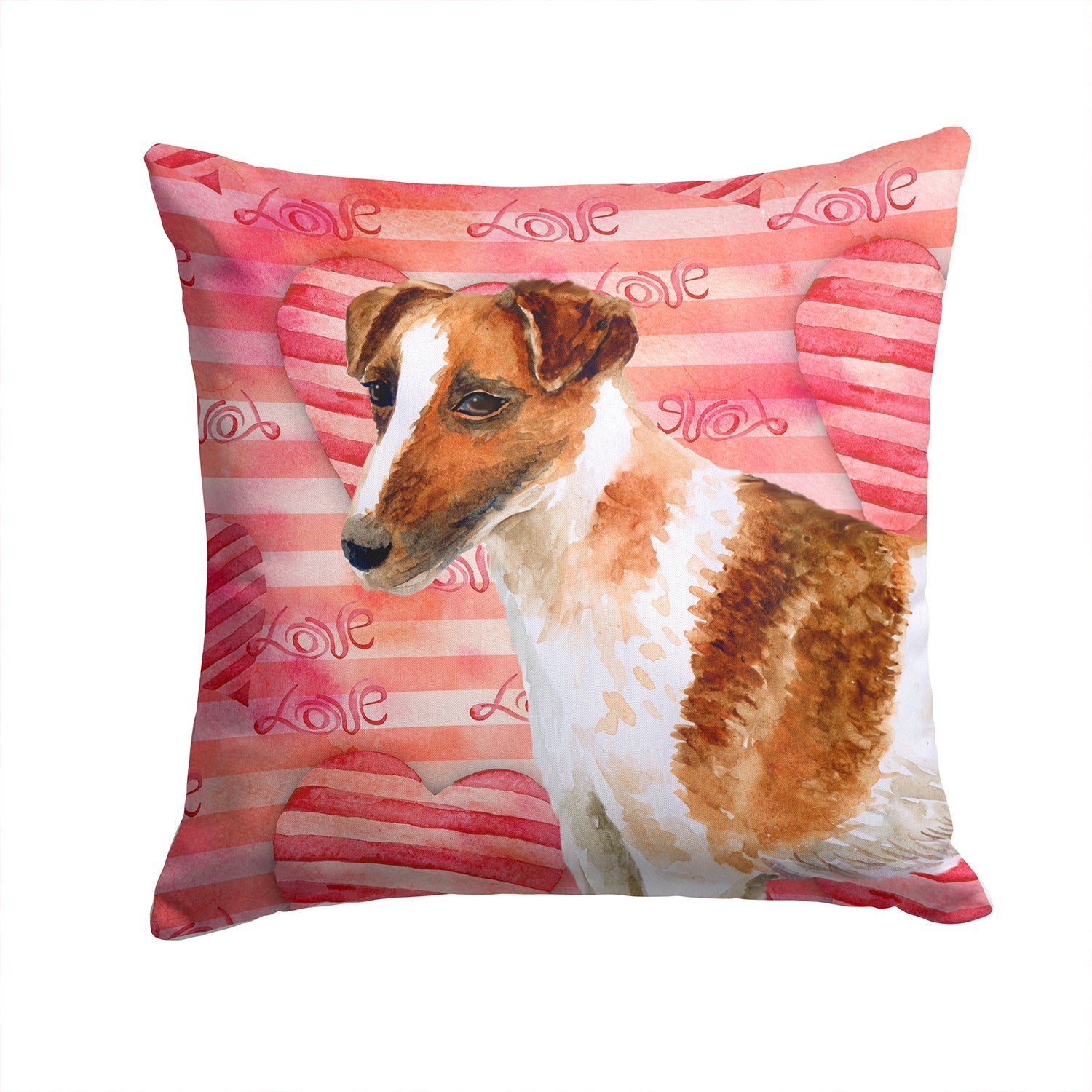 Smooth Fox Terrier Love Decorative Throw Pillow 14x14 Indoor Outdoor Accent Cushion, Fabric Cover with Insert for Sofa, Bed, Porch & Living Room