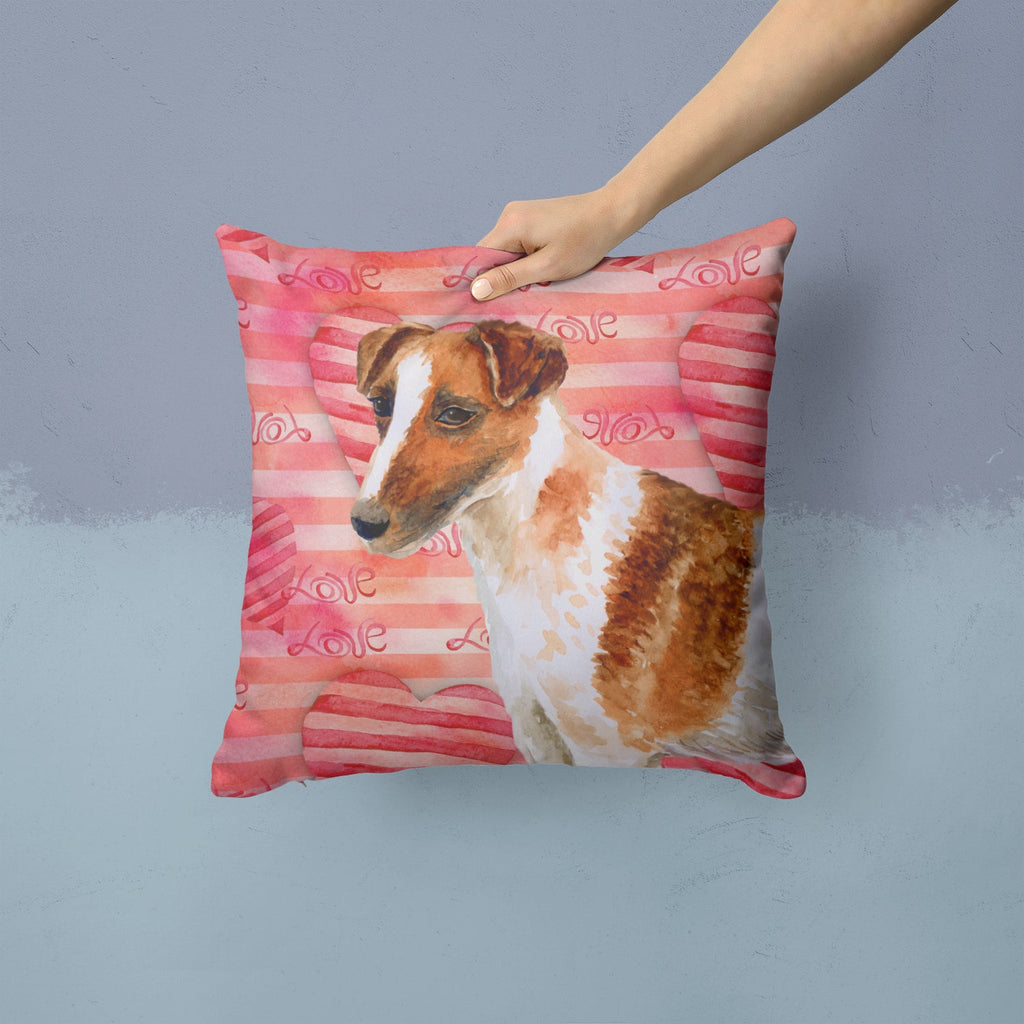 Smooth Fox Terrier Love Decorative Throw Pillow 14x14 Indoor Outdoor Accent Cushion, Fabric Cover with Insert for Sofa, Bed, Porch & Living Room