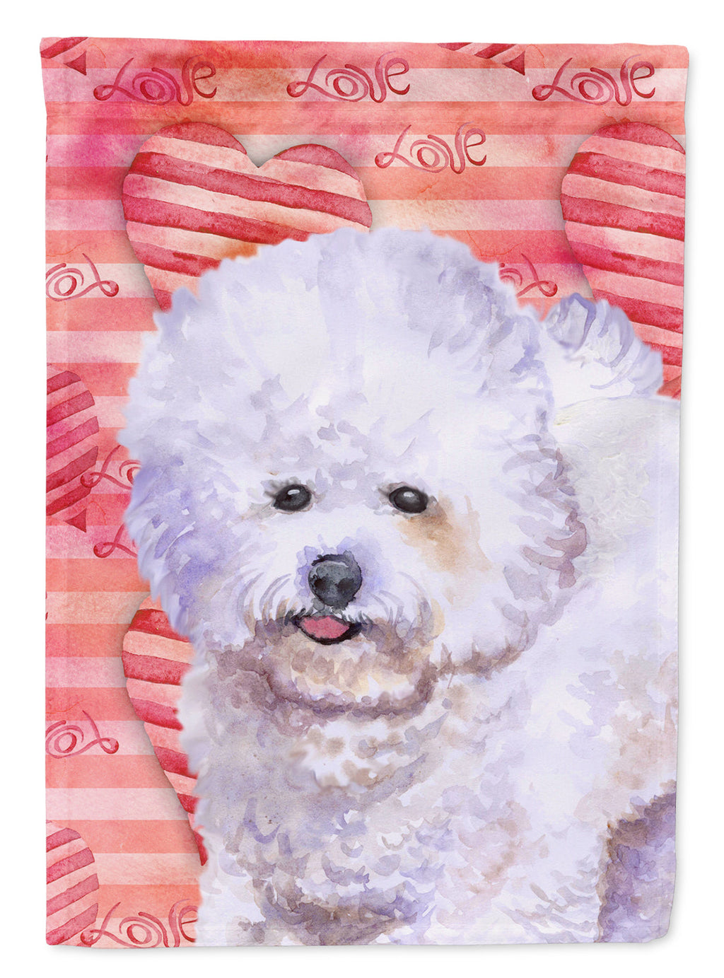 Bichon Frise Love House Flag 28x40 Porch Sleeve Pole Decorative Outside Yard Banner Artwork Wall Hanging, Polyester