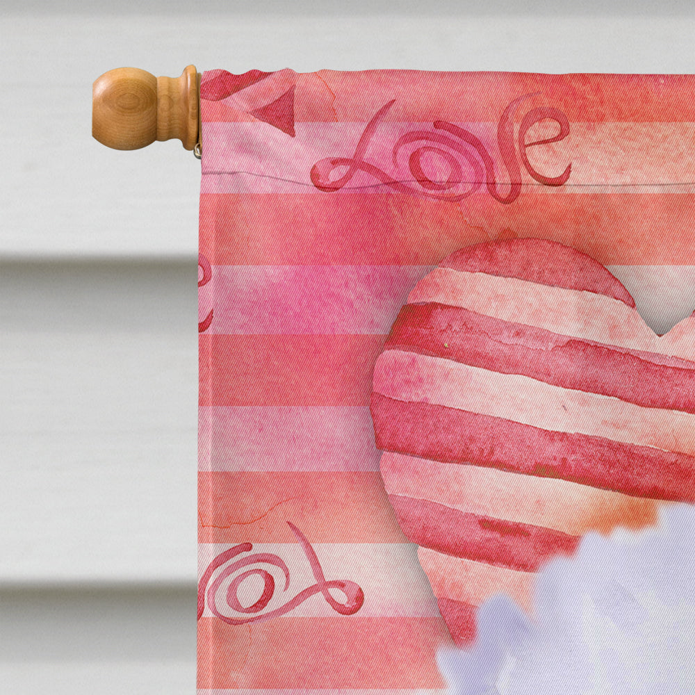Bichon Frise Love House Flag 28x40 Porch Sleeve Pole Decorative Outside Yard Banner Artwork Wall Hanging, Polyester
