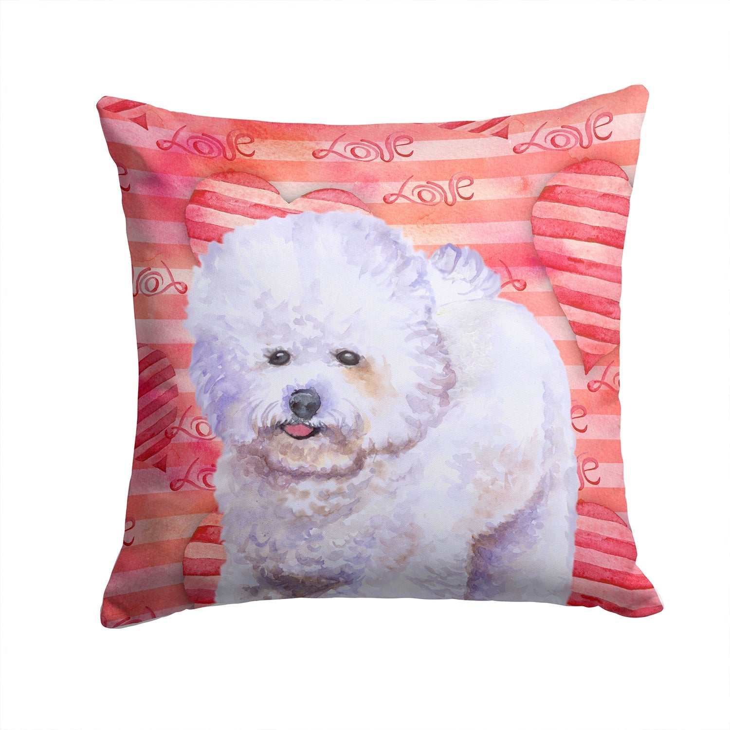 Bichon Frise Love Decorative Throw Pillow 14x14 Indoor Outdoor Accent Cushion, Fabric Cover with Insert for Sofa, Bed, Porch & Living Room