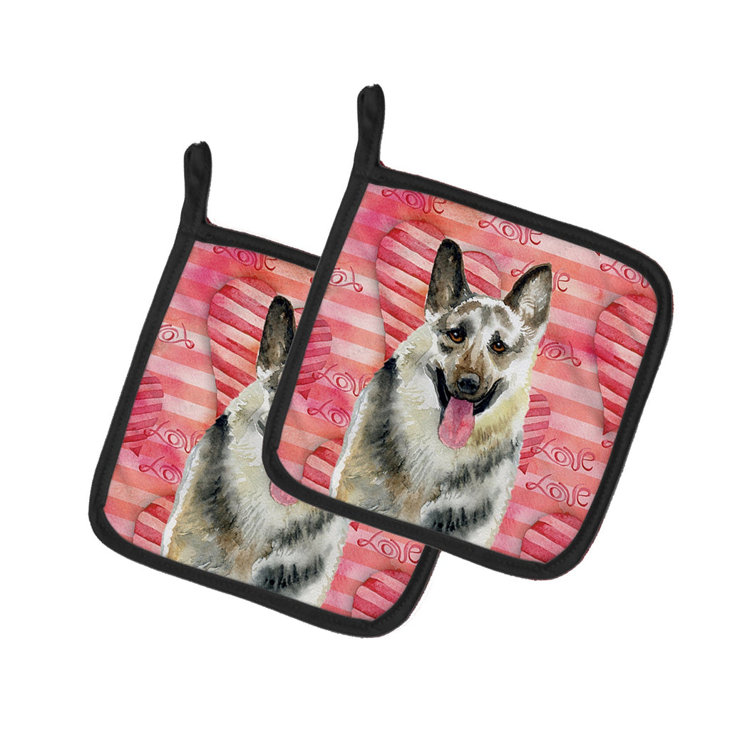 East-European Shepherd Love Pot Holder Set of 2 Heat Resistant Quilted Hot Pads 7.5 x 7.5 Inch, Insulated Kitchen Trivets for Cooking & Baking