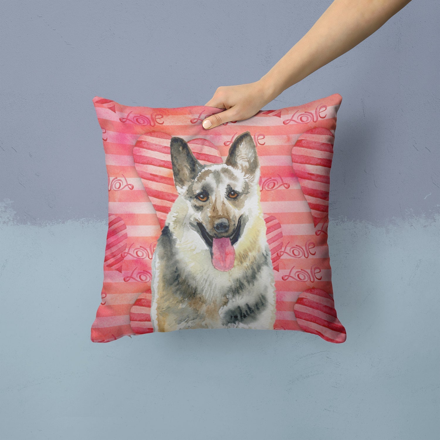 East-European Shepherd Love Decorative Throw Pillow 14x14 Indoor Outdoor Accent Cushion, Fabric Cover with Insert for Sofa, Bed, Porch & Living Room