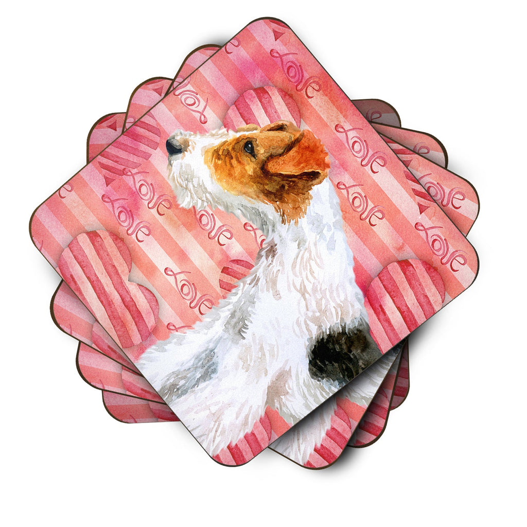 Fox Terrier Love Foam Coasters Set of 4 Cup Coasters for Indoor Outdoor, Tabletop Protection, Anti Slip, Mouse pad Material