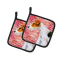 Fox Terrier Love Pot Holder Set of 2 Heat Resistant Quilted Hot Pads 7.5 x 7.5 Inch, Insulated Kitchen Trivets for Cooking & Baking