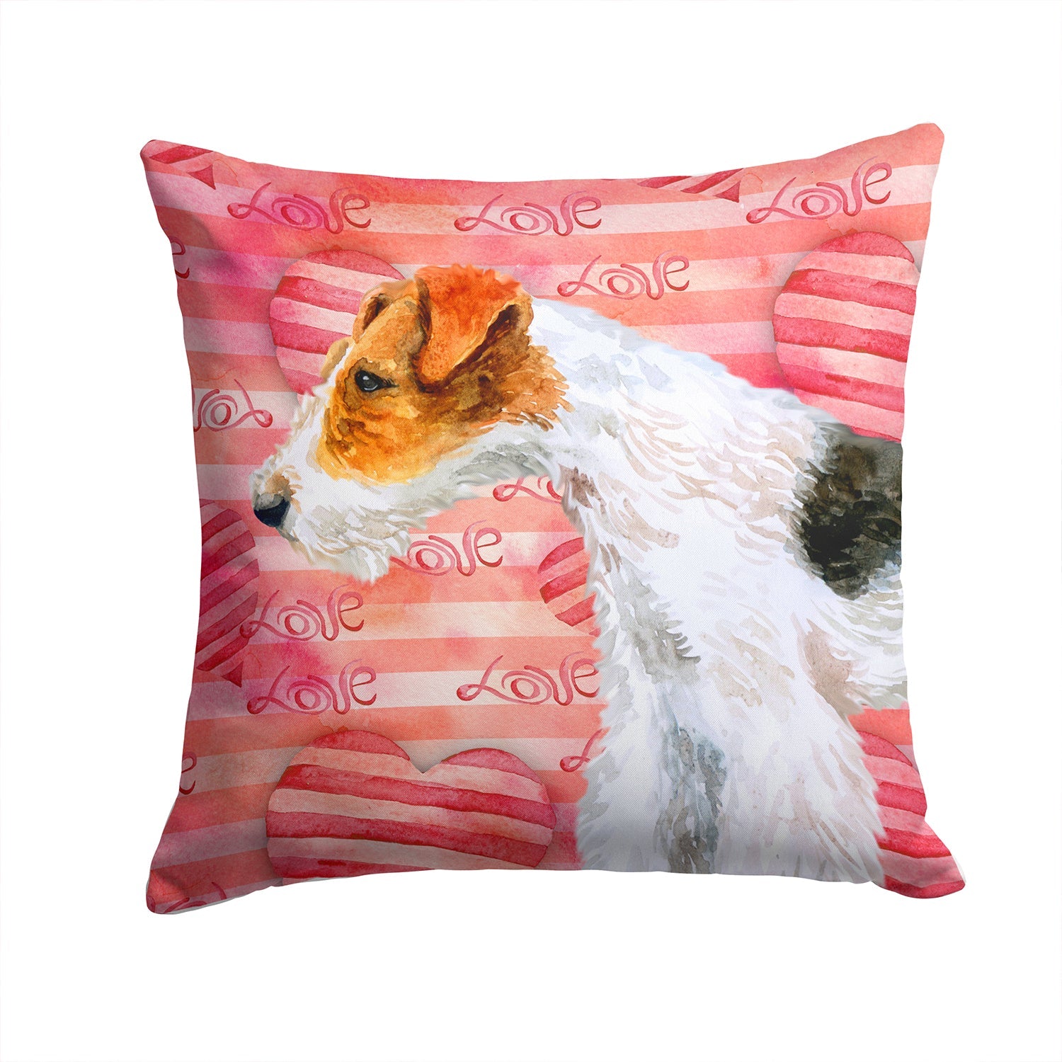 Fox Terrier Love Decorative Throw Pillow 14x14 Indoor Outdoor Accent Cushion, Fabric Cover with Insert for Sofa, Bed, Porch & Living Room