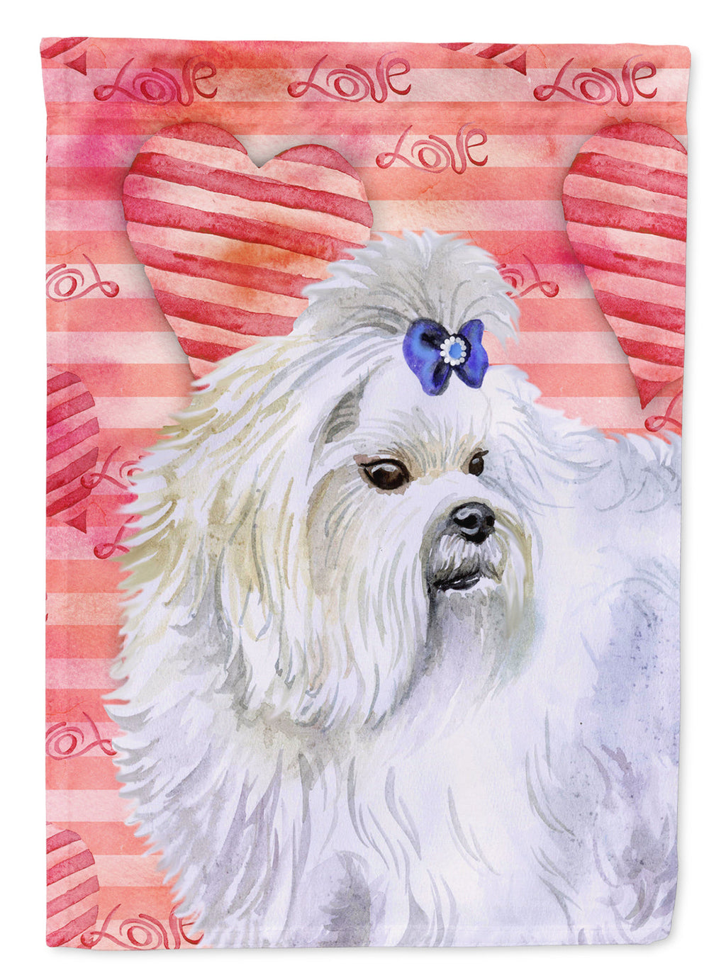 Maltese Love House Flag 28x40 Porch Sleeve Pole Decorative Outside Yard Banner Artwork Wall Hanging, Polyester