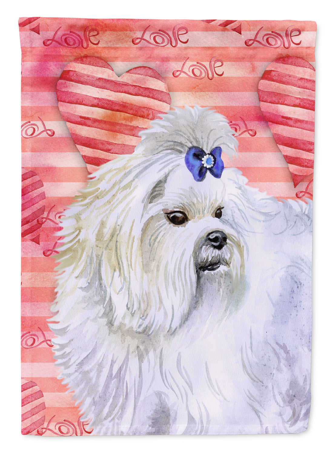 Maltese Love House Flag 28x40 Porch Sleeve Pole Decorative Outside Yard Banner Artwork Wall Hanging, Polyester